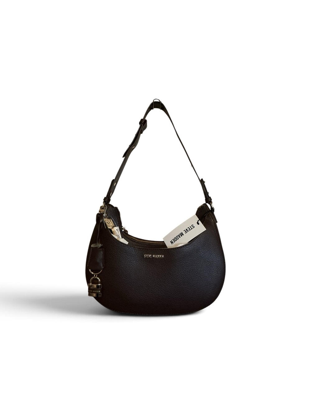 Steve Madden Black Pebbled Crescent Shoulder Bag